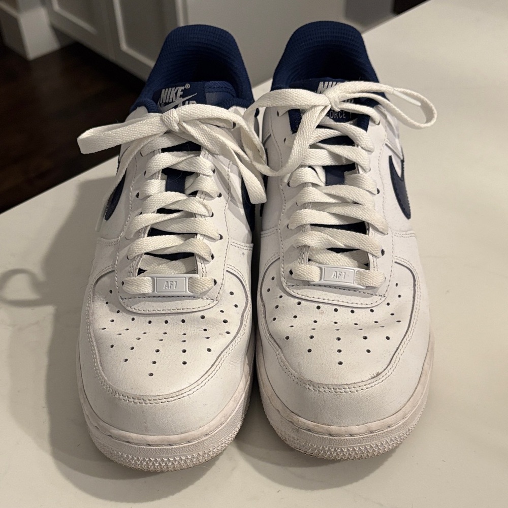 Nike Women's 8.5 Air Force 1 White and Blue Sneakers